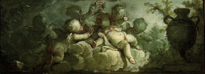Dirk van der Aa Playing Putti on Clouds Sweden oil painting art